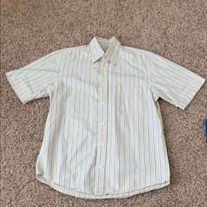 Izod Men's Striped Button Down Shirt in Blue and Yellow